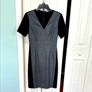 Elie Tahari | grey and black sheath dress